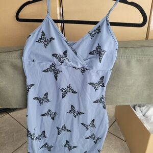 Wild Fable Blue Butterfly Print Mini Dress